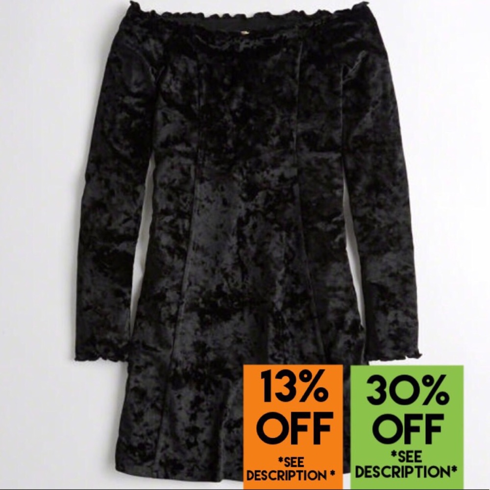 SOLD Black Hollister Velvet Off-The-Shoulder Dress